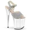 Pleaser - FLAMINGO808NRS Sandale à bride à la cheville, Pole dance chaussures - Couleur argent/Transparent Product image